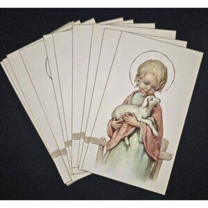 Lamb of God Jesus Child Children's Holy Prayer Cards Vintage 1960s NOS 25pc Lot